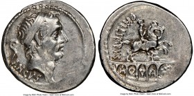 L. Marcius Philippus (57/6 BC). AR denarius (19mm, 4h). NGC XF, marks. Rome. ANCVS, diademed head of King Ancus Marcius right; lituus behind / PHILIPP...