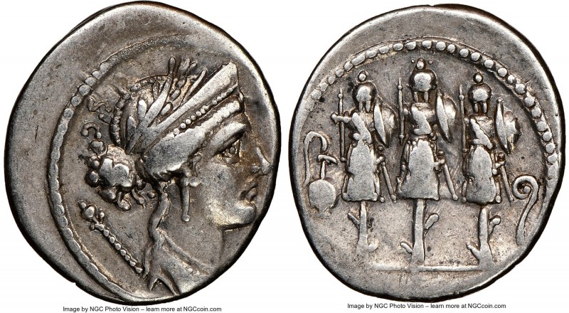 Faustus Cornelius Sulla (ca. 56 BC). AR denarius (19mm, 5h). NGC VF. Rome. S•C, ...