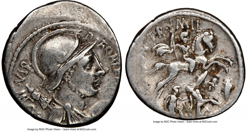 P. Fonteius P.f. Capito (ca. 55 BC). AR denarius (18mm, 3h). NGC Choice VF. Rome...