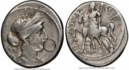 P. Licinius Crassus M.f. (ca. 55 BC). AR denarius (18mm, 6h). NGC VF, bankers mark. Rome. S•C, laureate, draped bust of Venus right, seen from front, ...