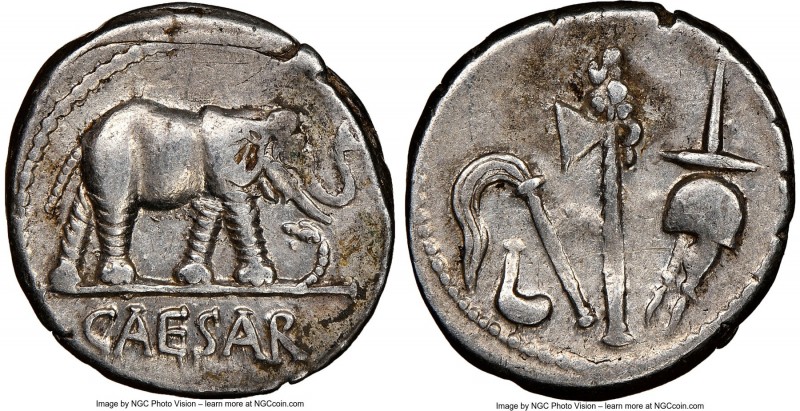 Julius Caesar, as Dictator (49-44 BC). AR denarius (18mm, 3.97 gm, 6h). NGC Choi...