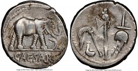 Julius Caesar, as Dictator (49-44 BC). AR denarius (18mm, 3.97 gm, 6h). NGC Choice VF 4/5 - 3/5, scratches. Military mint traveling with Caesar in nor...