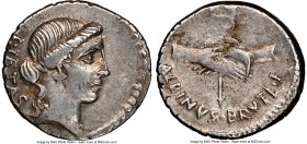 Albinus Bruti f. (ca. 48 BC). AR denarius (18mm, 6h). NGC Choice VF. Rome. PIETAS, head of Pietas right, wearing pendant earring, strands of hair fall...
