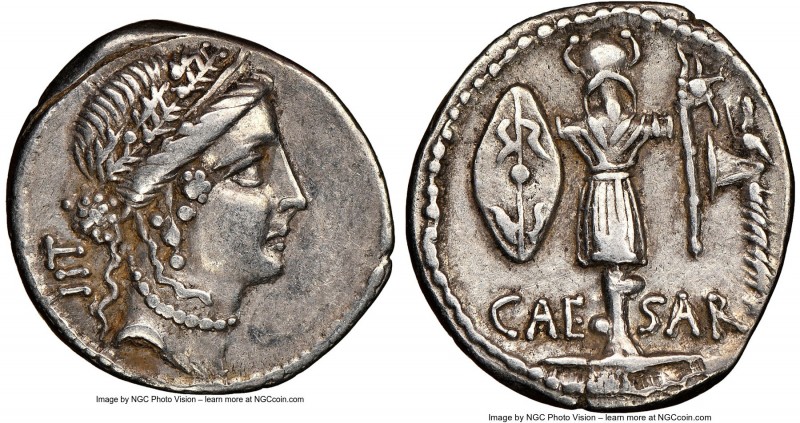 Julius Caesar, as Dictator (49-44 BC). AR denarius (19mm, 3.83 gm, 8h). NGC Choi...