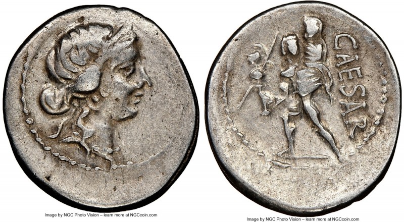 Julius Caesar, as Dictator (49-44 BC). AR denarius (20mm, 3.56 gm, 6h). NGC VF 5...