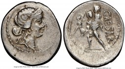 Julius Caesar, as Dictator (49-44 BC). AR denarius (20mm, 3.56 gm, 6h). NGC VF 5/5 - 4/5. Military mint traveling with Caesar in North Africa, 48-46 B...