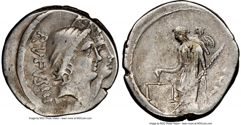 Mn. Cordius Rufus (ca. 46 BC). AR denarius (17mm, 2h). NGC VF, scratch. Rome. RV...
