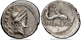 Mn. Cordius Rufus (ca. 46 BC). AR denarius (20mm, 3.81 gm, 6h). NGC Choice VF 4/5 - 4/5, edge cut. Rome. RVFVS•S•C, head of Venus right, wearing steph...
