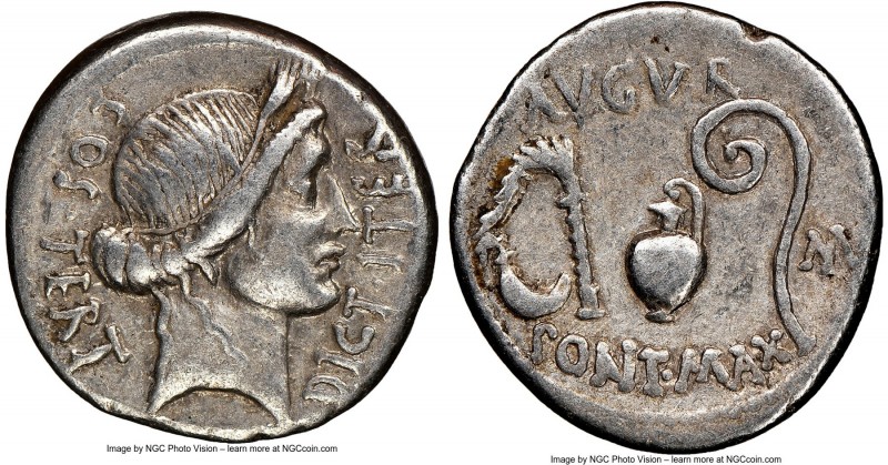 Julius Caesar, as Dictator (49-44 BC). AR denarius (18mm, 8h). NGC Choice VF. No...
