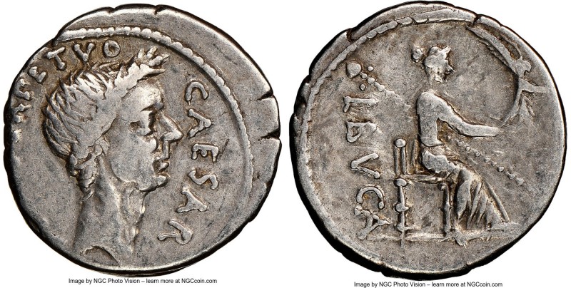 Julius Caesar, as Dictator (49-44 BC). AR denarius (18mm, 3.73 gm, 2h). NGC VF 4...