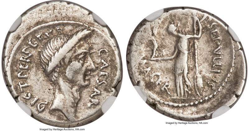 Julius Caesar, as Dictator (49-44 BC). AR denarius (19mm, 3.95 gm, 3h). NGC Choi...