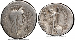 Julius Caesar, as Dictator (49-44 BC). AR denarius (19mm, 3.74 gm, 8h). NGC Choice Fine 5/5 - 5/5. Rome, February-March 44 BC, P. Sepullius Macer, mon...