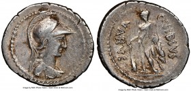 C. Vibius Varus (ca. 42 BC). AR denarius (20mm, 5h). NGC VF, punch mark. Rome. Bust of Minerva right, seen from front, wearing aegis and crested Corin...