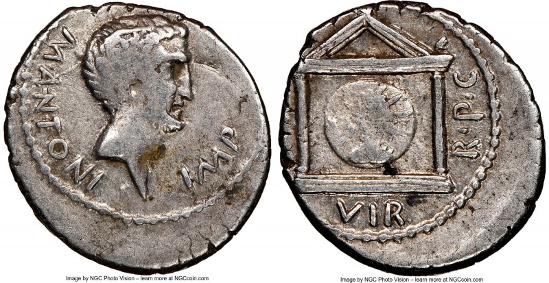 Marc Antony, as Imperator and Triumvir (43-30 BC). AR denarius (18mm, 3.60 gm, 3...