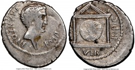 Marc Antony, as Imperator and Triumvir (43-30 BC). AR denarius (18mm, 3.60 gm, 3h). NGC VF 3/5 - 4/5. Military mint traveling with Antony in Greece, c...