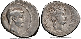 Marc Antony, as Imperator and Triumvir (43-30 BC). AR denarius (19mm, 3.90 gm, 4h). NGC VF 3/5 - 4/5. Military mint traveling with Antony in Italy, ca...