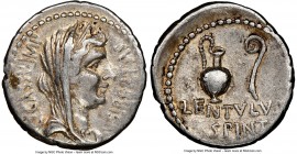 C. Cassius Longinus, Imperator and Assassin of Caesar (44-42 BC). AR denarius (19mm, 7h). NGC Choice VF. Military mint traveling with Brutus and Cassi...