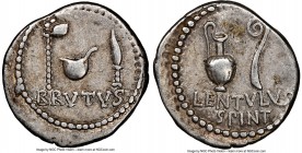 Q. Servilius Caepio (M. Junius) Brutus, as Imperator, assassin of Caesar (44-42 BC). AR denarius (19mm, 3.78 gm, 12h). NGC Choice VF 4/5 - 4/5. Uncert...