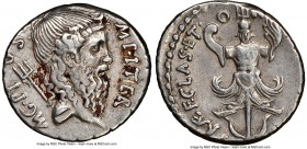 Sextus Pompey, as Imperator (44-36 BC). AR denarius (18mm, 3.87 gm, 10h). NGC XF 4/5 - 4/5. Uncertain mint in Sicily, ca. 42-39 BC. MAG•PI-VS-IMP•ITER...