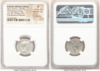 Marc Antony, as Imperator and Triumvir (43-30 BC). AR denarius (20mm, 3.92 gm, 11h). NGC VF 4/5 - 3/5, light graffito. Military mint traveling with An...