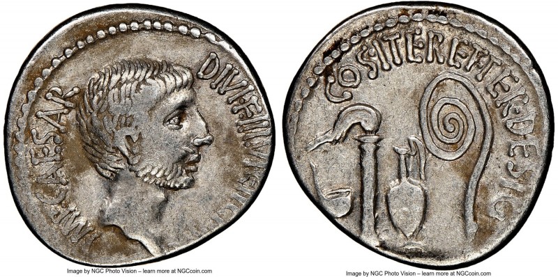 Octavian, as Imperator and Triumvir (43-33 BC). AR denarius (20mm, 3.68 gm, 12h)...