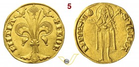 FIRENZE - REPUBBLICA (1189-1532) Fiorino d'oro, simbolo pigna (1252-1303) D/ Giglio R/ San Giovanni benedicente. Bern. 300/302 Au g 3,52 BB+