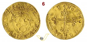 FIRENZE - COSIMO I DE' MEDICI (1536-1555) Scudo d'oro del Sole s.d. (II serie) D/ Stemma coronato R/ Croce gigliata. CNI 8 MIR 110 Au g 3,33 MB÷BB