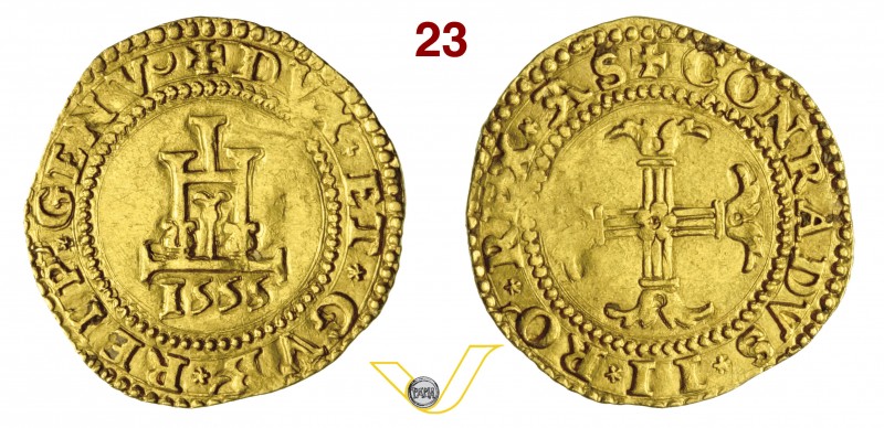 GENOVA - DOGI BIENNALI, II fase (1541-1637) Mezza Doppia o Scudo d'oro 1555, sig...