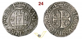 GENOVA - DOGI BIENNALI, II fase (1541-1637) Scudo 1623, sigle GF. D/ Castello sormontato da corona e accantonato da 2 croci R/ Croce con quattro stell...