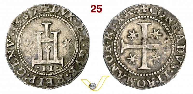 GENOVA - DOGI BIENNALI, II fase (1541-1637) Mezzo Scudo 1567, sigle AS. D/ Caste...