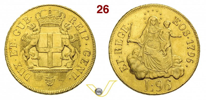 GENOVA - DOGI BIENNALI (1637-1797, III fase) 96 Lire 1796 “stemma nuovo”, stella...