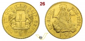 GENOVA - DOGI BIENNALI (1637-1797, III fase) 96 Lire 1796 “stemma nuovo”, stella dopo la data. CNI 2 MIR 275/4 Au g 25,14 • Lavorata sullo stemma BB+...