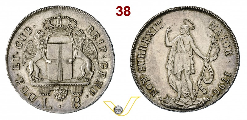 GENOVA - DOGI BIENNALI, III fase (1637-1797) 8 Lire 1796 con stella dopo la data...