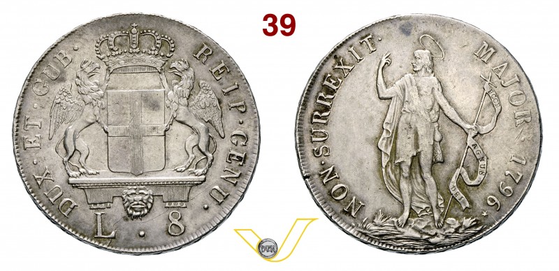 GENOVA - DOGI BIENNALI, III fase (1637-1797) 8 Lire 1796 con stella dopo la data...
