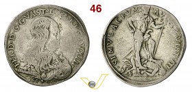 GUASTALLA - FERDINANDO III GONZAGA (1632-1678) Scudo da 7 Lire 1664. D/ Busto corazzato R/ Statua di don Ferrante I che calpesta un satiro trafitto da...