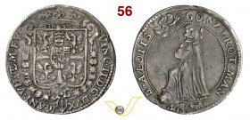 MANTOVA - VINCENZO II GONZAGA (1627) Quarto di Ducatone da 40 Soldi. D/ Stemma coronato R/ San Luigi genuflesso. CNI 30 MIR 629 Ag g 7,28 Rarissima BB