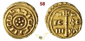 MESSINA - FEDERICO II (1197-1250) Multiplo di Tarì (3 Tarì ?) D/ Cinque globetti e leggenda pseudo cufica R/ Croce astile e IC XC NI KA Sp. 79/85 MIR ...