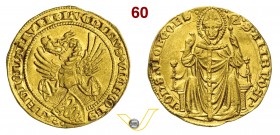 MILANO - LUCHINO e GIOVANNI VISCONTI (1339-1349) Fiorino. D/ Scudo inclinato sormontato da elmo con cimiero del drago alato R/ Sant'Ambrogio seduto co...