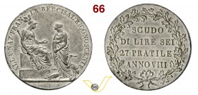 MILANO - REPUBBLICA CISALPINA (1800-1802) Scudo da 6 Lire A. VIII (1799-1800) g 21,18 T/ liscio Metallo bianco BB+