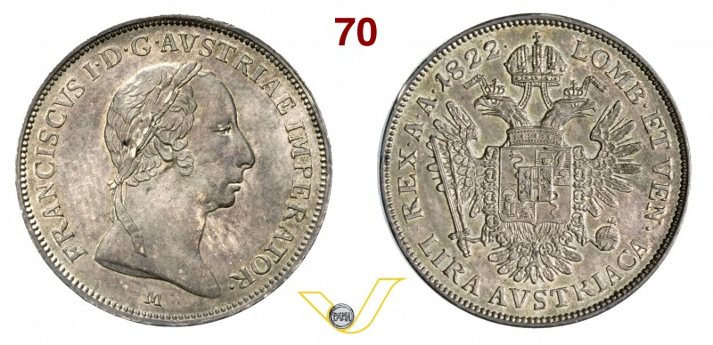 MILANO - FRANCESCO I D’ASBURGO LORENA (1815-1835) Lira austriaca 1822. Pag. 140 ...