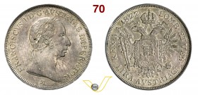 MILANO - FRANCESCO I D’ASBURGO LORENA (1815-1835) Lira austriaca 1822. Pag. 140 Ag g 4,32 SPL÷FDC