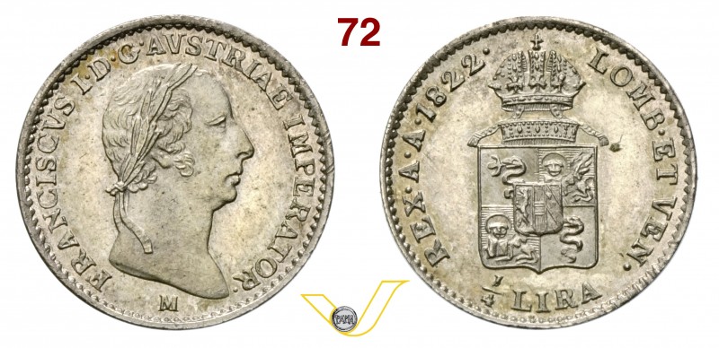 MILANO - FRANCESCO I D’ASBURGO LORENA (1815-1835) Quarto di Lira austriaca 1822....
