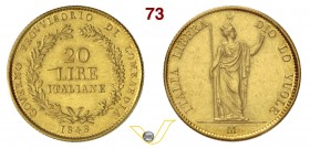 MILANO - GOVERNO PROVVISORIO DI LOMBARDIA (1848) 20 Lire 1848. Pag. 212 Au Molto rara • Sigillata SPL da Claudio Castellano di Torino