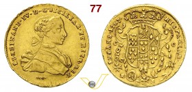 NAPOLI - FERDINANDO IV DI BORBONE (1759-1798, I periodo) 6 Ducati o Oncia napoletana 1767. P.R. 10 MIR 352/14 Au g 8,79 q.SPL