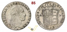 NAPOLI - FERDINANDO IV DI BORBONE (1759-1798, I periodo) 60 Grana o Mezza Piastra 1798. P.R. 76 Ag g 13,68 • Al D/ segni di riporto al marco BB/q.SPL...