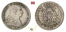 NAPOLI - FERDINANDO IV DI BORBONE (1759-1798, I periodo) 50 Grana o Mezzo Ducato 1784. P.R. 77 Ag g 11,07 Molto rara MB/BB