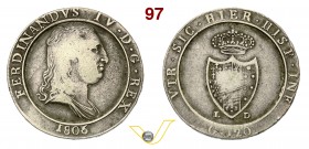 NAPOLI - FERDINANDO IV DI BORBONE (1799-1805, II periodo) 120 Grana o Piastra 1806 “capelli lisci”. Ag g 27,29 • A titolo di confronto illustriamo sul...