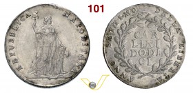 NAPOLI - REPUBBLICA NAPOLETANA (1799) Piastra da 12 Carlini A. VII (1799) con NAPOLITANA. Pag. 1 Ag • Sigillata q.SPL/SPL-FDC da Francesco Cavaliere