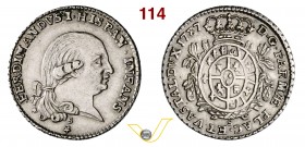 PARMA - FERDINANDO DI BORBONE (1765-1802) Settimo di Ducato 1787. MIR 1075/1 Ag g 3,63 Molto rara q.SPL