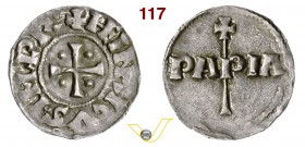 PAVIA - ENRICO VI (1014-1024) Denaro. D/ Croce con globetti nei quarti R/ PAPIA e lunga croce astile. MIR 834 Limido-Fusconi 23 Ag g 1,26 BB÷SPL
